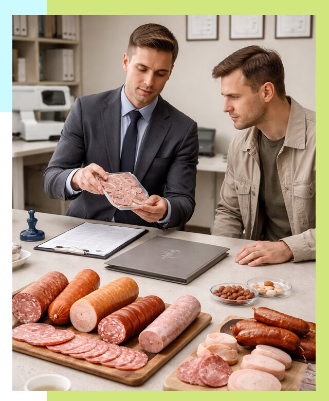 Сертификация колбасных изделий в Устях-Джегуте от 7592 р. | Алешин-Стд