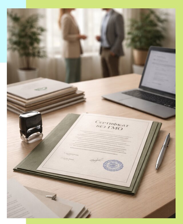 Сертификат без ГМО в Устях-Джегуте от 7592 р. оформить срочно Алешин-Стд